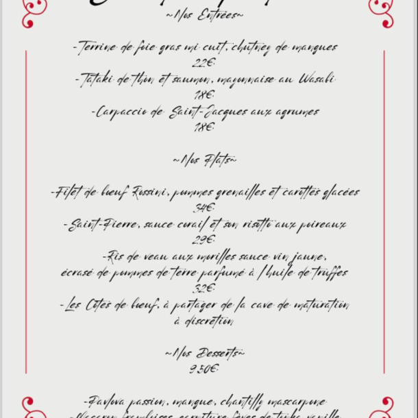 Menu Saint-Valentin - Le Cabanon